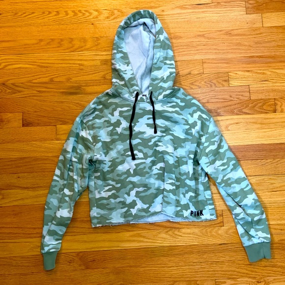 PINK Victoria's Secret Tops - Crop Camo Victoria’s Secret PINK hoodie